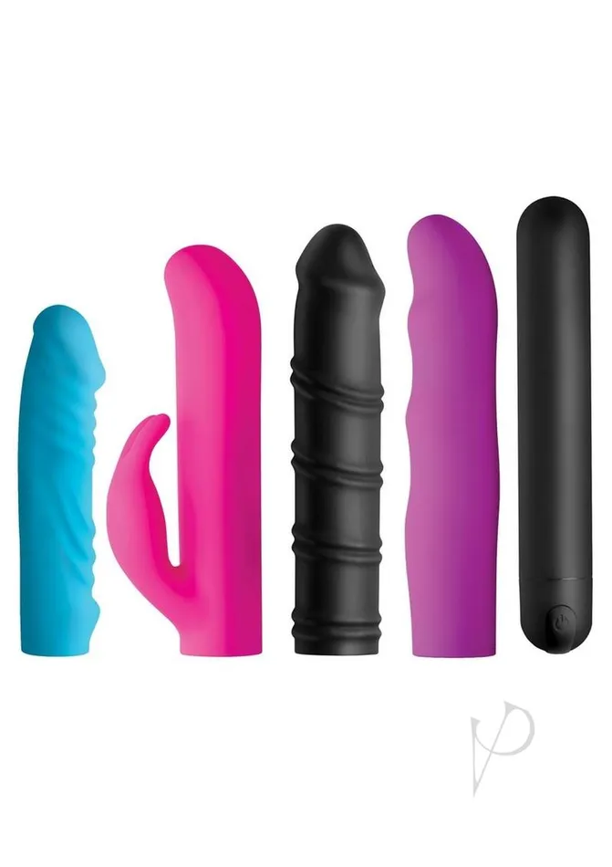Bang Bang 4In1 XL Silicone Rechargeable Bullet Vibrator and Sleeve Kit Multicolor Female Sex Toys