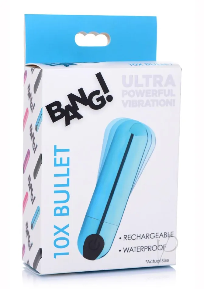 Bang Vibrators Bang 10X Vibrating Metallic Rechargeable Bullet Vibrator Blue Bang Vibrators Bang 10X Vibrating Metallic Rechargeable Bullet Vibrator Blue