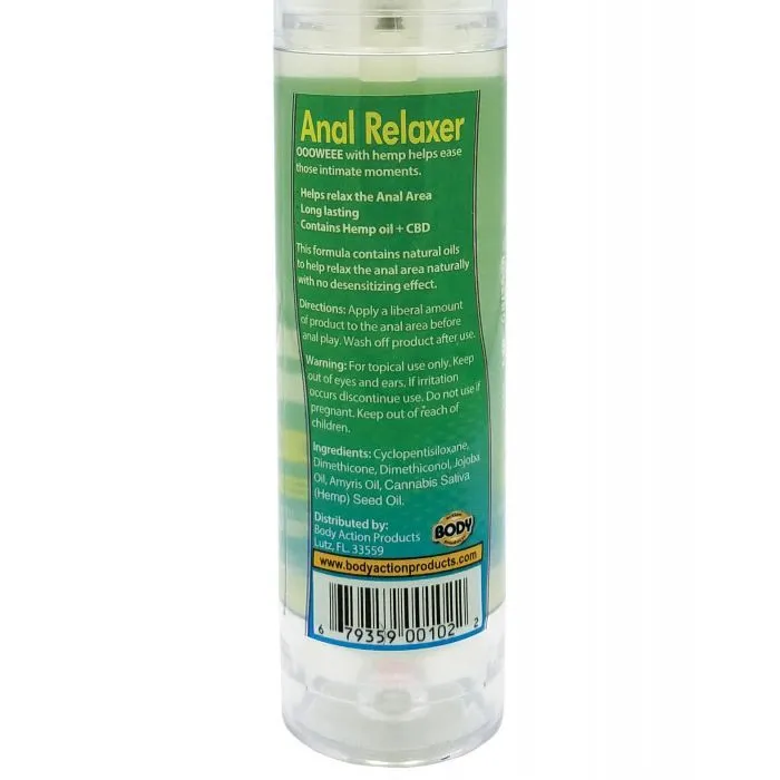 Body Action Anal Ooowee Anal Relaxing Lubricant wHemp Seed Oil 17 oz
