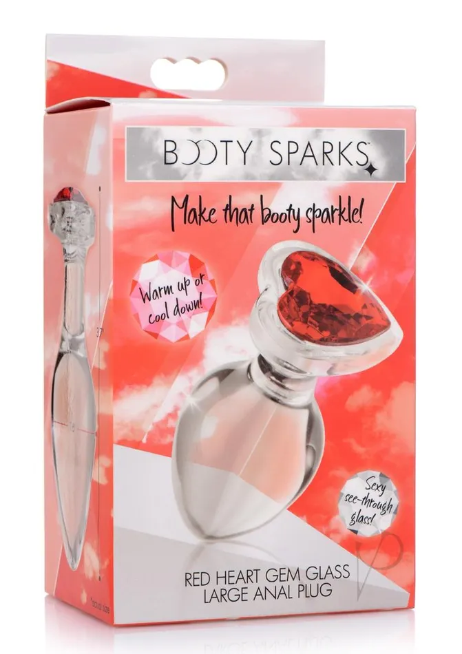 Booty Sparks Booty Sparks Red Heart Gem Glass Anal Plug Large RedClear Anal Booty Sparks Booty Sparks Red Heart Gem Glass Anal Plug Large RedClear Anal