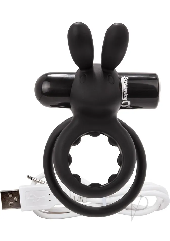 Charged Ohare Rechargeable Silicone Rabbit Cock Ring Black Charged Female Sex Toys