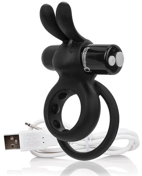 Charged Ohare Rechargeable Silicone Rabbit Cock Ring Black Charged Female Sex Toys
