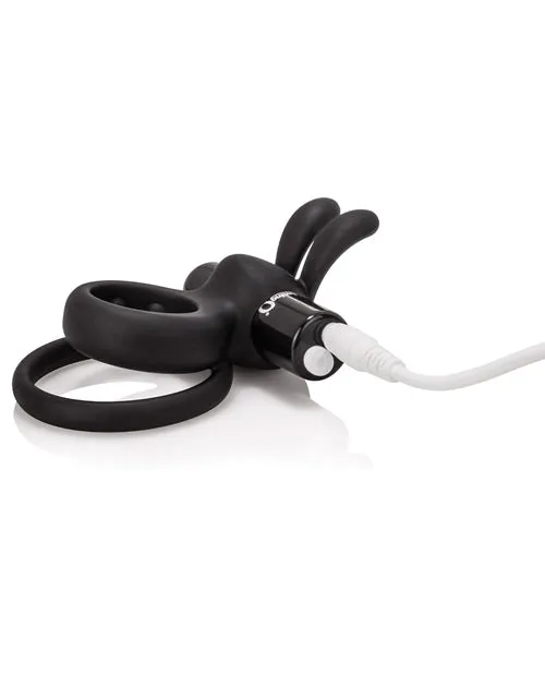 Charged Ohare Rechargeable Silicone Rabbit Cock Ring Black Charged Female Sex Toys