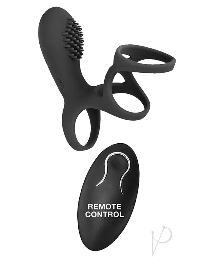 Commander Vibrating Clitoral Stimulating Cock Cage with Remote Control Black Commander Male Sex Toys