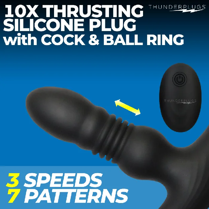 Couples Thunderplugs Thrusting Vibrator with Cock and Ball Ring and Remote Couples Thunderplugs Thrusting Vibrator with Cock and Ball Ring and Remote
