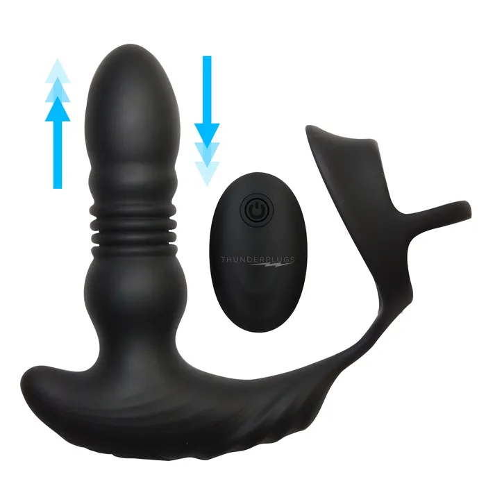 Couples Thunderplugs Thrusting Vibrator with Cock and Ball Ring and Remote