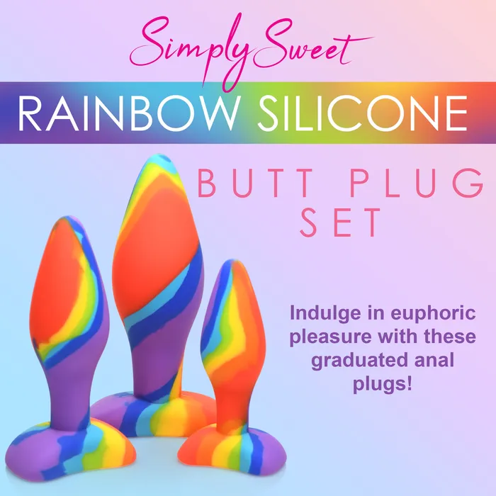 Curve Toys Anal 3pc Rainbow Silicone Butt Plug Set