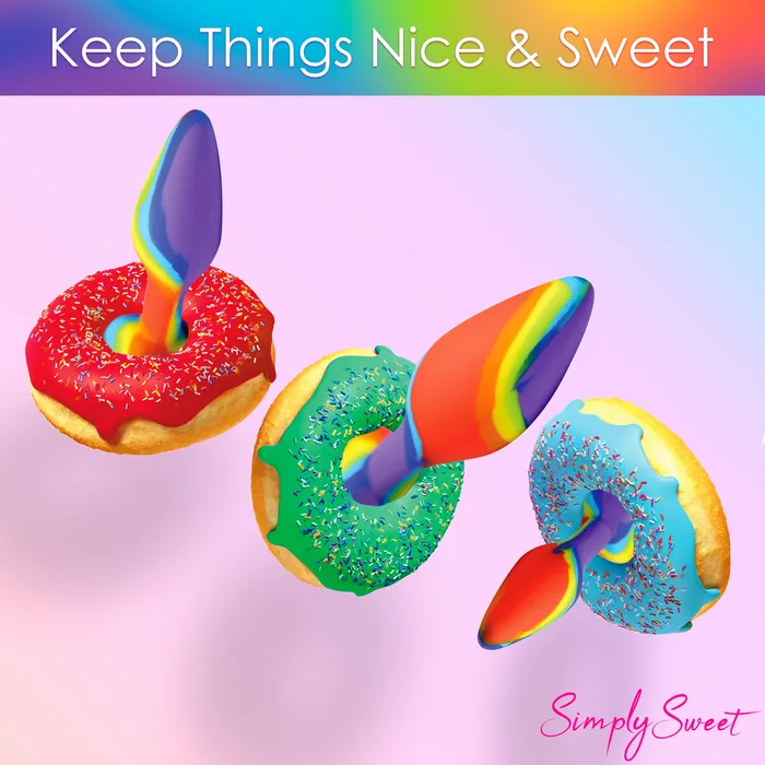 Curve Toys Anal 3pc Rainbow Silicone Butt Plug Set