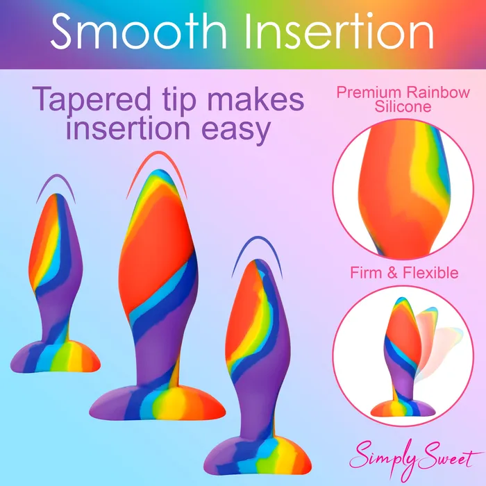 Curve Toys Anal 3pc Rainbow Silicone Butt Plug Set