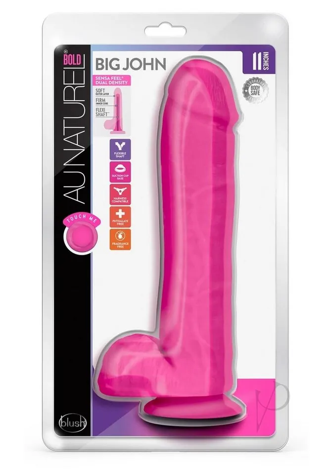 Dildos Au Naturel Au Naturel Bold Big John Dildo with Suction Cup and Balls 11in Pink Dildos Au Naturel Au Naturel Bold Big John Dildo with Suction Cup and Balls 11in Pink