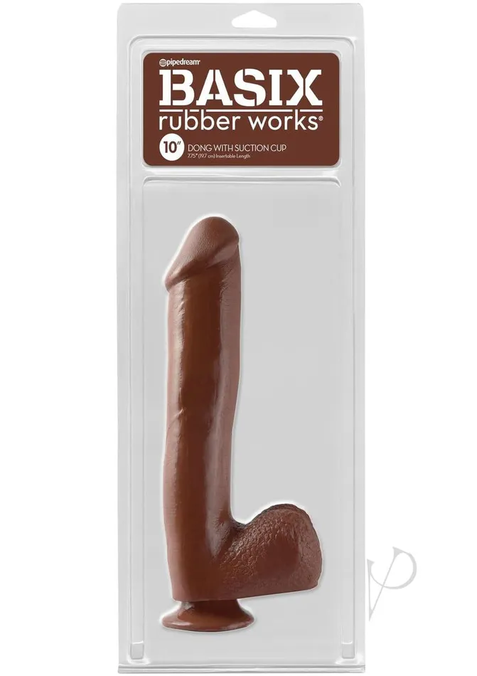 Dildos Basix Rubber Works Basix Dong Suction Cup 10in Chocolate