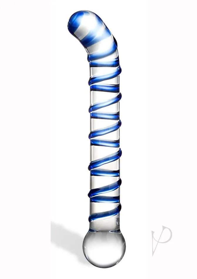 Dildos Glas Glas Mr Swirly GSpot Glass Textured Dildo 65in ClearBlue Dildos Glas Glas Mr Swirly GSpot Glass Textured Dildo 65in ClearBlue