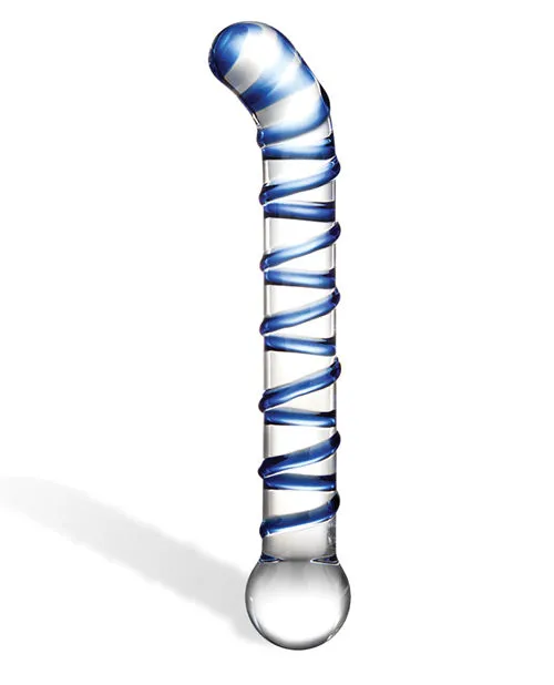 Dildos Glas Glas Mr Swirly GSpot Glass Textured Dildo 65in ClearBlue Dildos Glas Glas Mr Swirly GSpot Glass Textured Dildo 65in ClearBlue