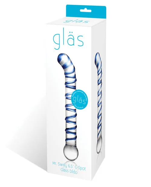 Dildos Glas Glas Mr Swirly GSpot Glass Textured Dildo 65in ClearBlue Dildos Glas Glas Mr Swirly GSpot Glass Textured Dildo 65in ClearBlue