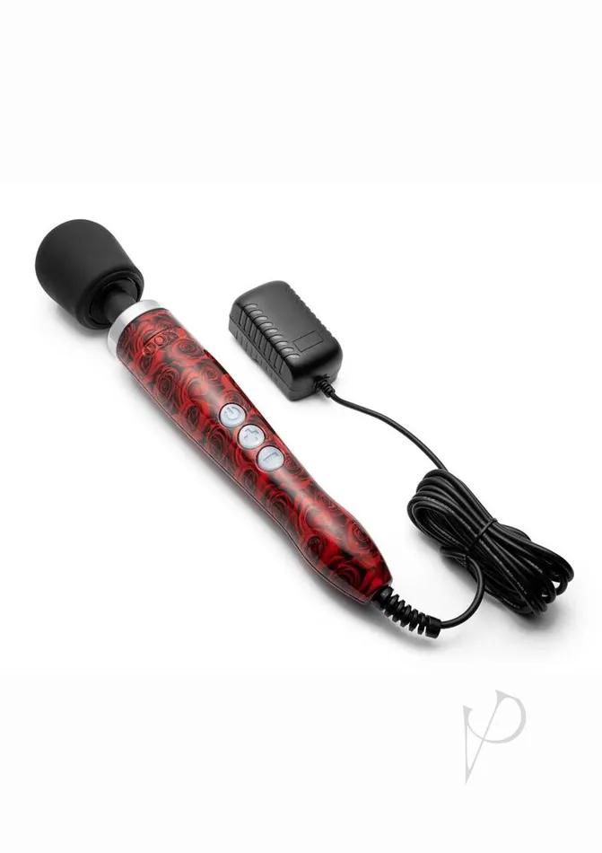 Doxy Anal Doxy Die Cast Wand PlugIn Vibrating Body Massager Metal Rose Pattern RedBlack