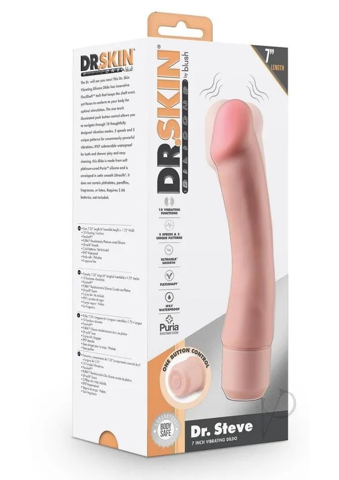 Dr Skin Dr Skin Platinum Collection Silicone Dr Steve Vibrating Dildo 7in Vanilla Dildos Dr Skin Dr Skin Platinum Collection Silicone Dr Steve Vibrating Dildo 7in Vanilla Dildos