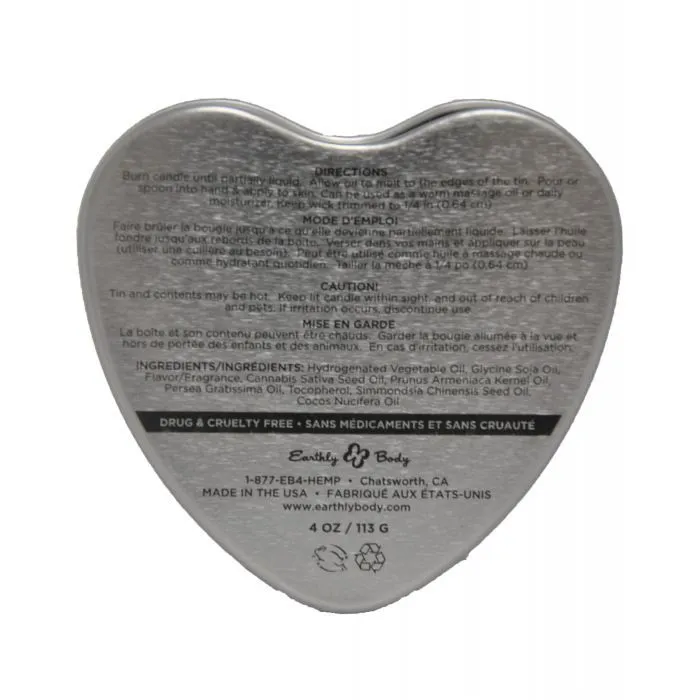 Earthly Body Female Sex Toys Earthly Body Suntouched Hemp Edible Candle 47 oz Heart Tin Strawberry
