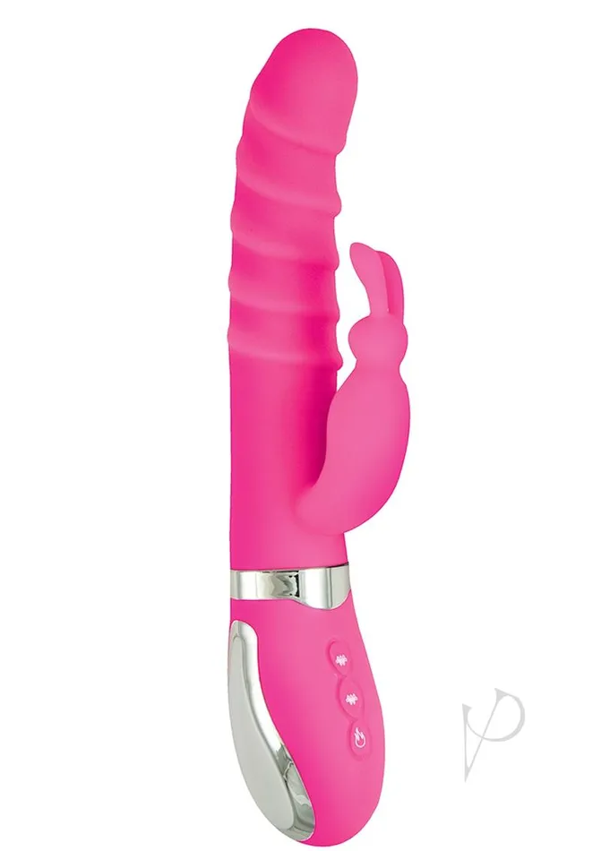 Energize Heat Up Bunny 1 Rechargeable Silicone Warming Rabbit Vibrator Pink Energize Female Sex Toys