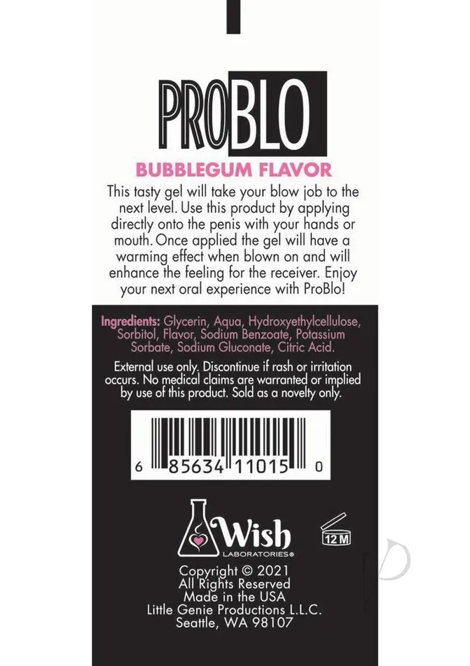 Enhancers Problo ProBlo Oral Pleasure Flavored Gel 15oz Bubblegum Enhancers Problo ProBlo Oral Pleasure Flavored Gel 15oz Bubblegum