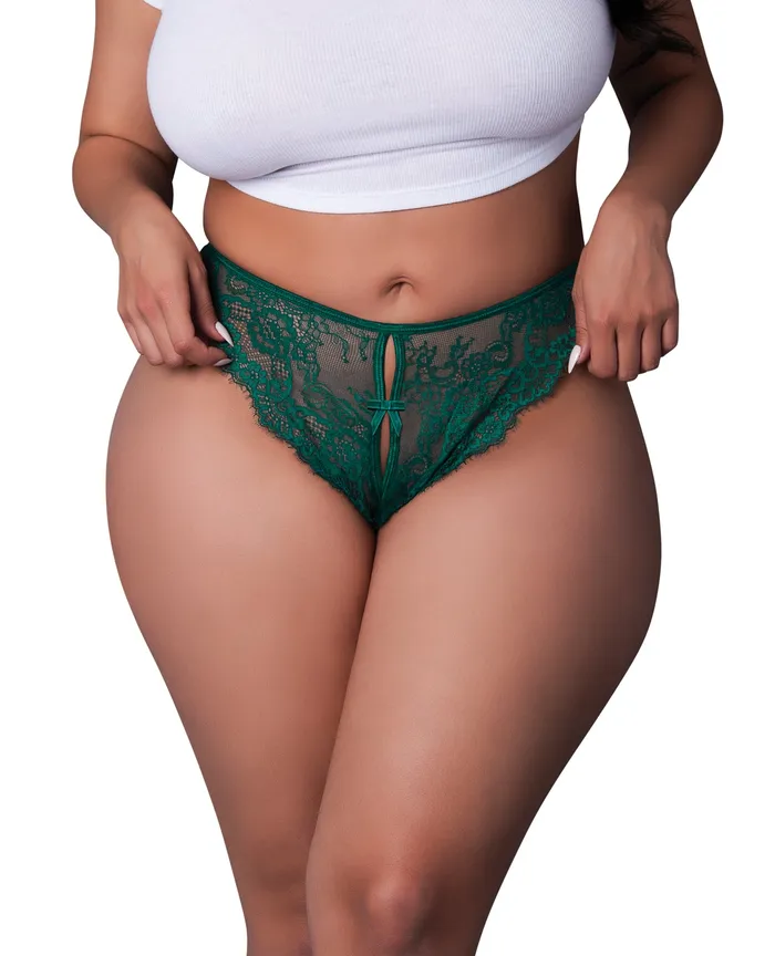 Exposed Female Sex Toys Evermore Split Crotch Panty Emerald QN
