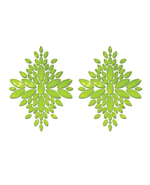 Fantasy UV Reactive Jeweled Pasties Neon Green OS Glow By Fantasy Lingerie Female Sex Toys Fantasy UV Reactive Jeweled Pasties Neon Green OS Glow By Fantasy Lingerie Female Sex Toys