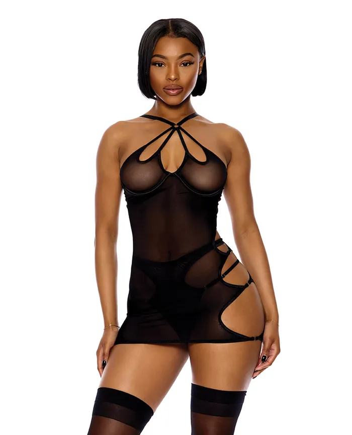 Feeling Butterflies Mesh Chemise wPanty Black XL FORPLAY Anal