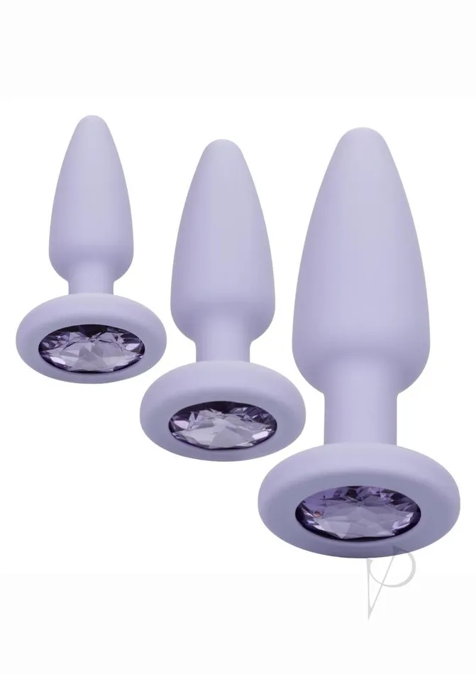 Female Sex Toys First Time First Time Crystal Booty Kit Silicone Butt Plugs 3 piece Purple