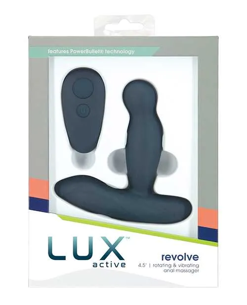 Female Sex Toys Lux Active LUX Active Revolve Silicone Rechargeable Rotating and Vibrating Anal Massager with Remote Control Navy