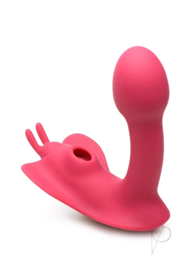 Female Sex Toys Shegasm Butterfy Tease Rechargeable Silicone 10X Clitoral Suction Stimulator with Remote Control Pink Shegasm