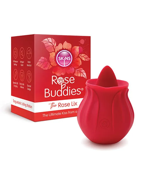 Female Sex Toys Skins Rose Buddies The Rose Lix Tongue Rechargeable Silicone Clitoral Stimulator Red Skins