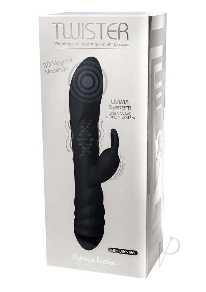 Female Sex Toys Twister Rechargeable Silicone Rabbit Vibrator with Remote Control Black Adrien Lastic Female Sex Toys Twister Rechargeable Silicone Rabbit Vibrator with Remote Control Black Adrien Lastic