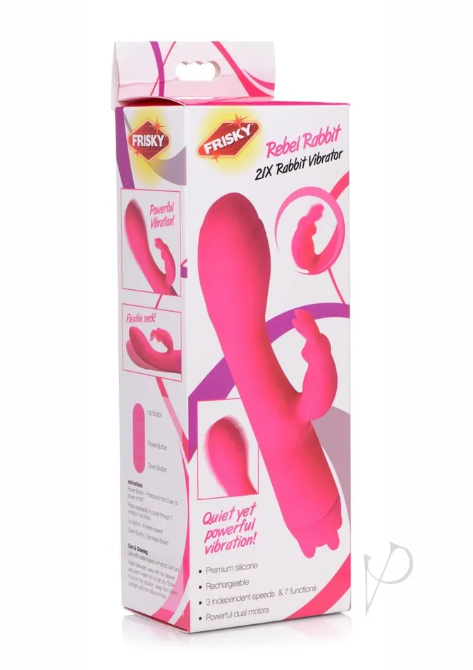 Frisky Rebel Rabbit 21X Rabbit Vibrator Pink Frisky Vibrators