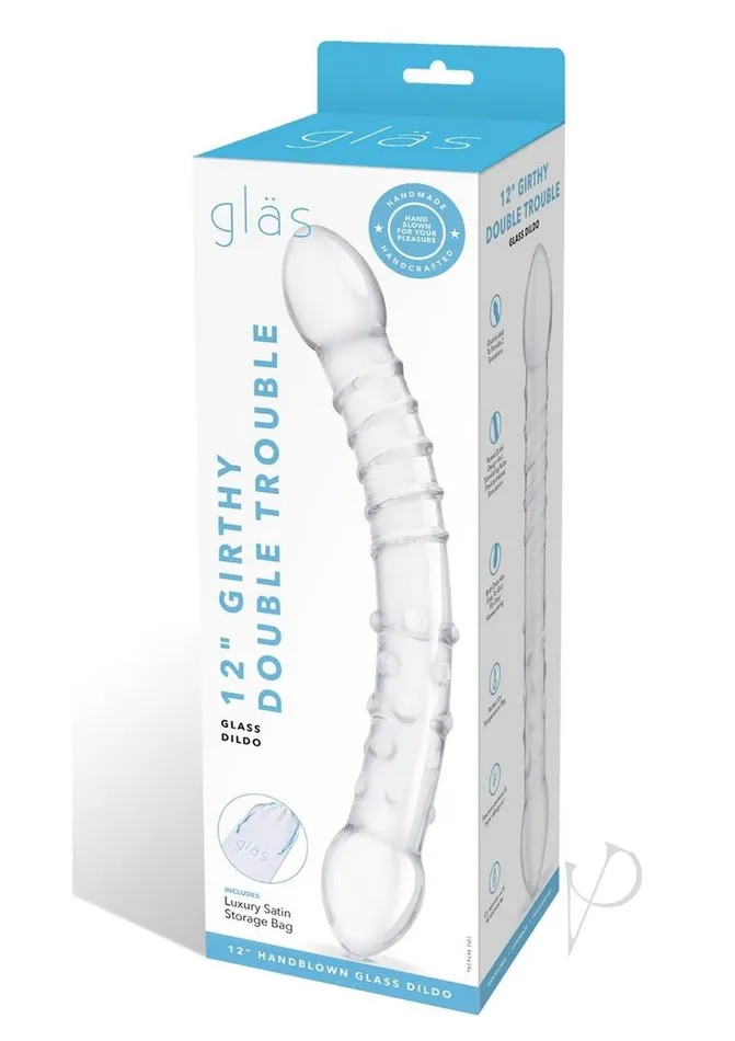 Glas Girthy Double Trouble Glass Dildo 12in Clear Glas Dildos