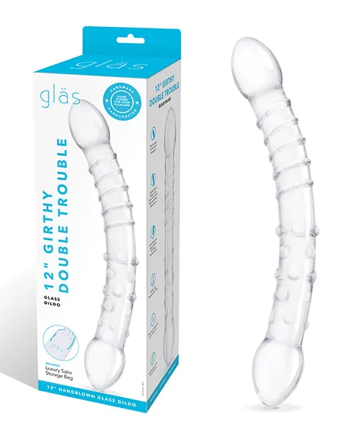Glas Girthy Double Trouble Glass Dildo 12in Clear Glas Dildos Glas Girthy Double Trouble Glass Dildo 12in Clear Glas Dildos