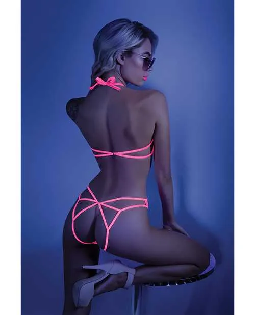 Glow Black Light Halter Bodysuit wOpen Sides Neon Pink LXL Glow By Fantasy Lingerie Dildos Glow Black Light Halter Bodysuit wOpen Sides Neon Pink LXL Glow By Fantasy Lingerie Dildos
