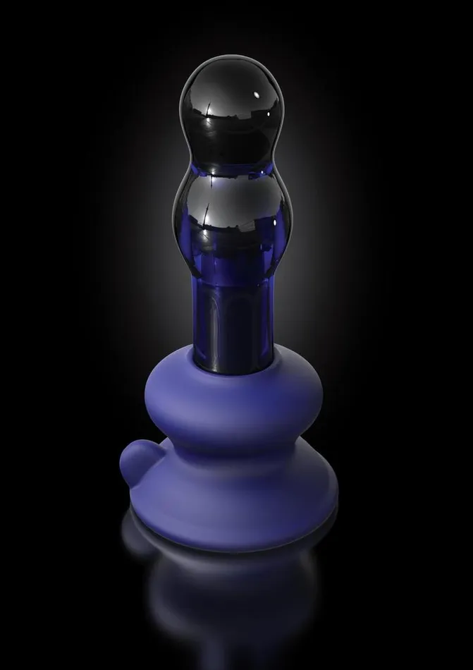 Icicles No 83 Rechargeable Glass Plug with Remote Control Blue Icicles Male Sex Toys