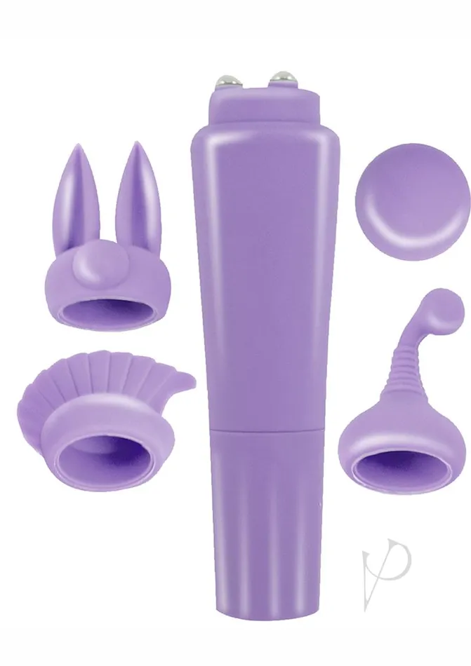 Intense Clit Teaser Kit Mini Vibrator with Silicone Attachments Purple Intense Female Sex Toys
