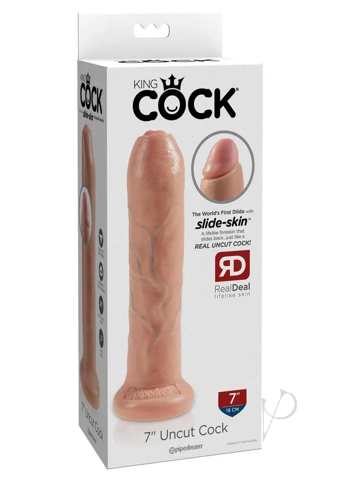 King Cock Dildos King Cock Uncut Cock Dildo 7in Vanilla