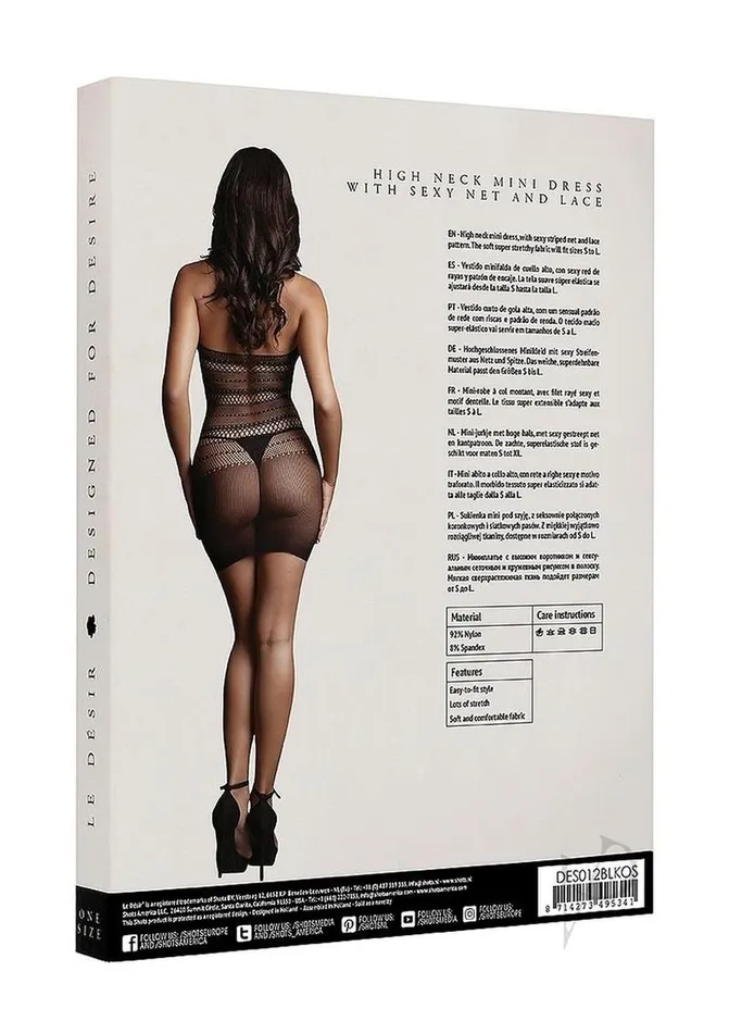 Le Desir High Lace Neck Net Mini Dress OS Black Le Desir Anal Le Desir High Lace Neck Net Mini Dress OS Black Le Desir Anal