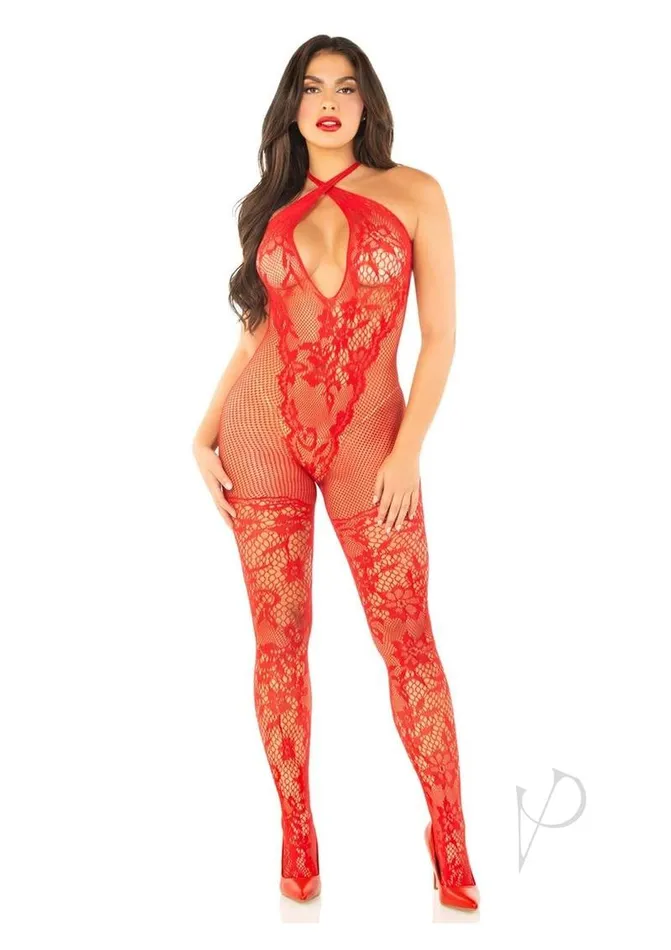 Leg Avenue Leg Avenue Seamless Net and Lace Lingerie Jumpsuit with Keyhole Crossover Halter OS Red Vibrators Leg Avenue Leg Avenue Seamless Net and Lace Lingerie Jumpsuit with Keyhole Crossover Halter OS Red Vibrators