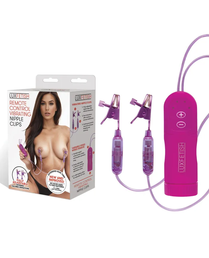 Lux Fetish Vibrating Nipple Clips Remote Control Purple Lux Fetish Female Sex Toys Lux Fetish Vibrating Nipple Clips Remote Control Purple Lux Fetish Female Sex Toys