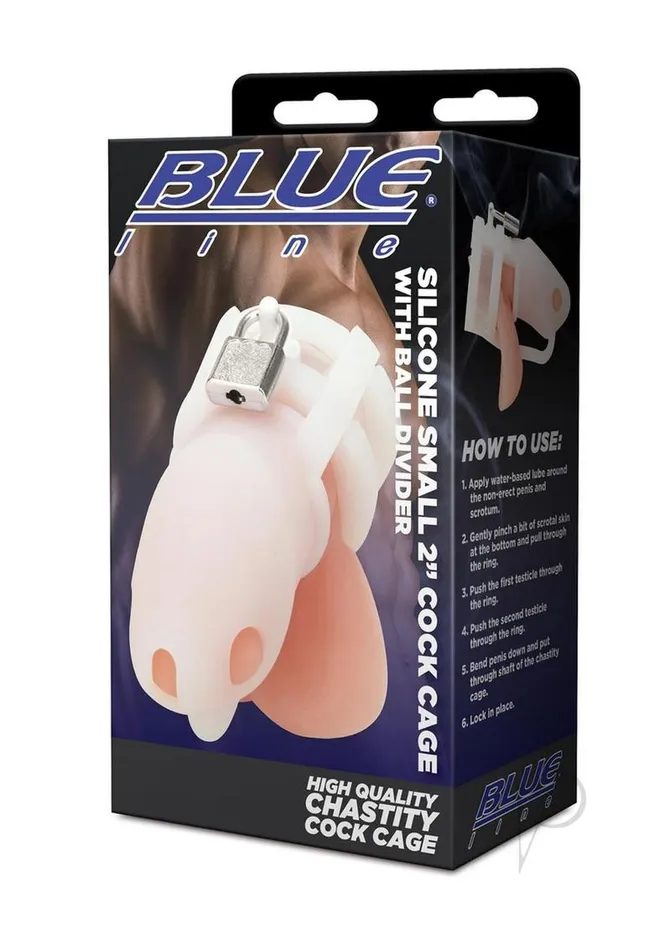 Male Sex Toys Blue Line Cand B Gear Blue Line Silicone Cock Cage with Ball Divider Small 2in White Male Sex Toys Blue Line Cand B Gear Blue Line Silicone Cock Cage with Ball Divider Small 2in White