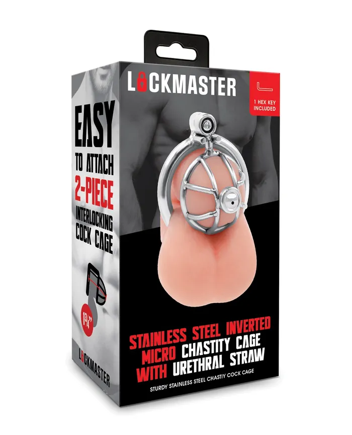 Male Sex Toys Lockmaster Lockmaster Stainless Steel Inverted Micro Chastity Cage wUrethral Straw Silver Male Sex Toys Lockmaster Lockmaster Stainless Steel Inverted Micro Chastity Cage wUrethral Straw Silver