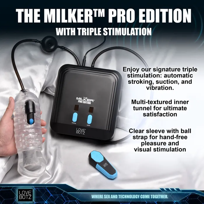 Male Sex Toys LoveBotz The Milker Pro Edition with Automatic Stroking Suction and Vibration