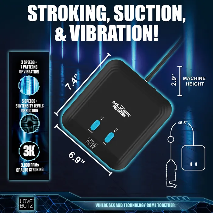 Male Sex Toys LoveBotz The Milker Pro Edition with Automatic Stroking Suction and Vibration