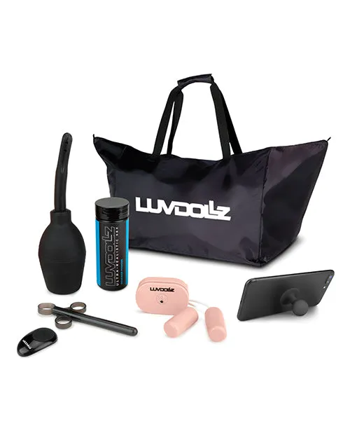 Male Sex Toys LuvDollz Remote Controlled Spread Eagle Vibrating Rechargeable Masturbator with Bullets and Remote Control Pussy and Ass Vanilla Luv Dollz