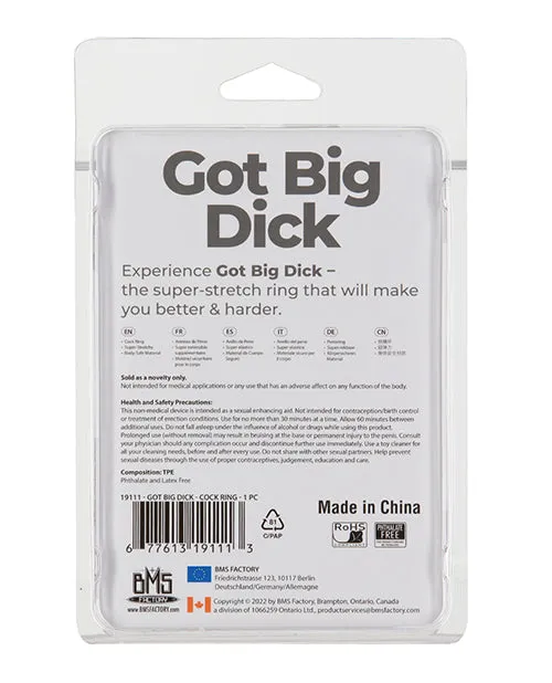 Male Sex Toys Powerbullet Got Big D SuperStretch Cock Ring Black