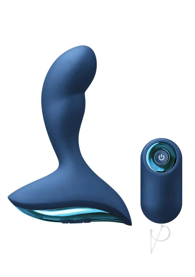 Male Sex Toys Renegade Renegade Mach 2 Rechargeable Silicone Vibrating Prostate Stimulator with Remote Control Blue