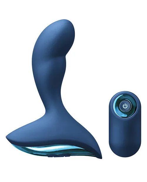 Male Sex Toys Renegade Renegade Mach 2 Rechargeable Silicone Vibrating Prostate Stimulator with Remote Control Blue