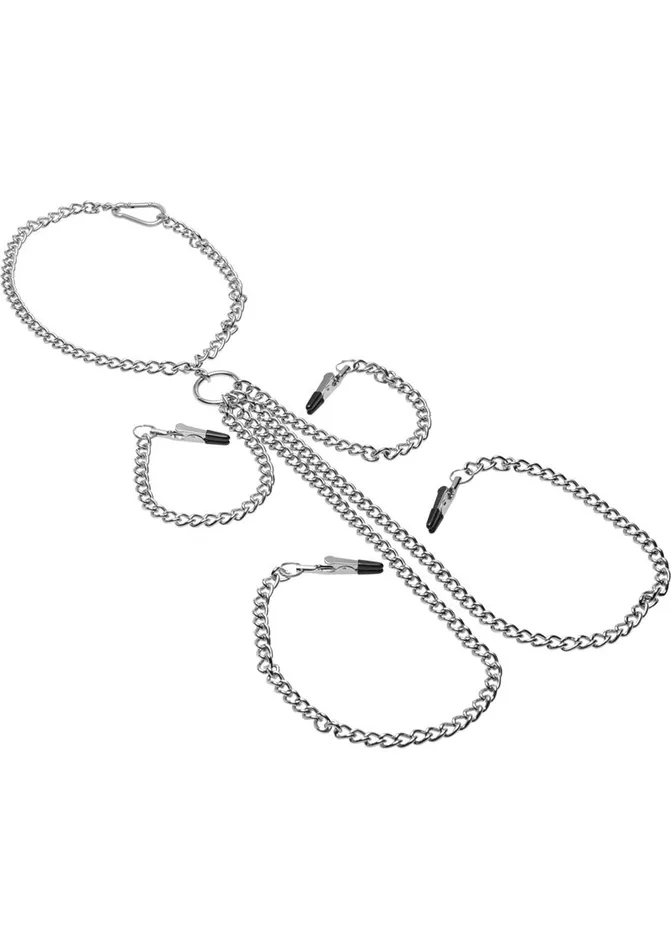 Master Series Collar Nipple and Clit Clamp Set Black Master Series Anal